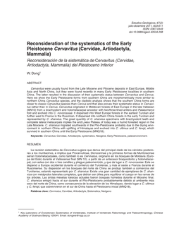 Reconsideración De La Sistemática De Cervavitus (Cervidae, Artiodactyla, Mammalia) Del Pleistoceno Inferior