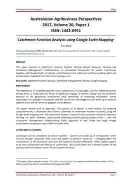 Catchment Function Analysis Using Google Earth Mapping1