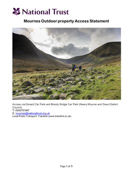 Mournes Outdoor Property Access Statement