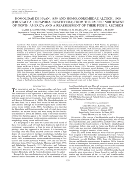 Crustacea: Decapoda: Brachyura) from the Pacific Northwest of North America and a Reassessment of Their Fossil Records