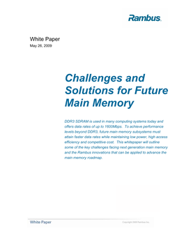 Challenges and Solutions for Future Main Memory