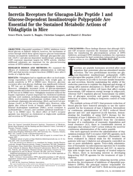 Incretin Receptors for Glucagon-Like Peptide 1 and Glucose