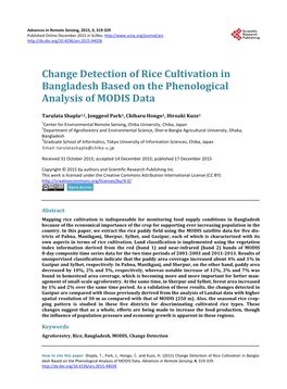 Change Detection of Rice Cultivation in Bangladesh Based on the Phenological Analysis of MODIS Data