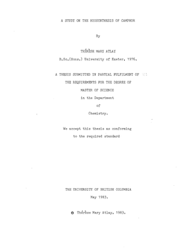 A Study on the Biosynthesis of Camphor