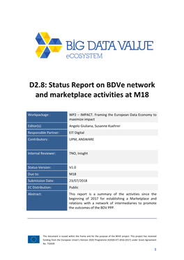 D2.8 Status Report on Bdve Network and Marketplace Activities