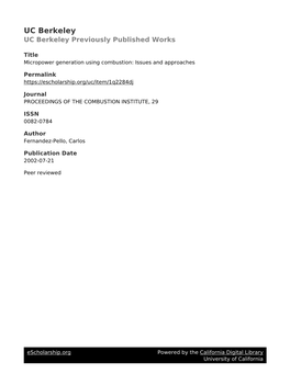 Micropower Generation Using Combustion: Issues and Approaches