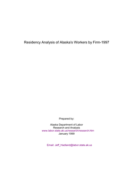 Residency Analysis of Alaska's Workers by Firm-1997