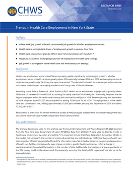 Trends in Health Care Employment in New York State