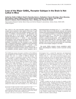 Loss of the Major GABAA Receptor Subtype in the Brain Is Not Lethal in Mice