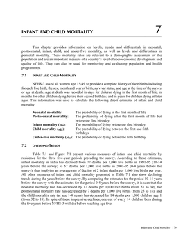 Infant and Child Mortality 7