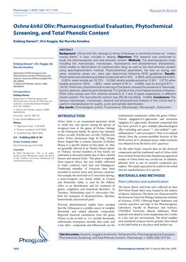 Phcogj.Com Ochna Kirkii Oliv: Pharmacognostical Evaluation