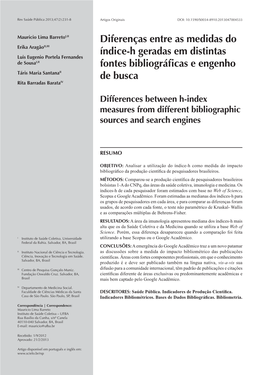 Differences Between H-Index Measures from Different Bibliographic Sources and Search Engines