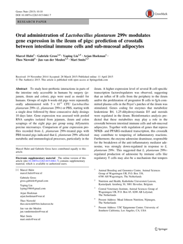 Oral Administration of Lactobacillus Plantarum 299V