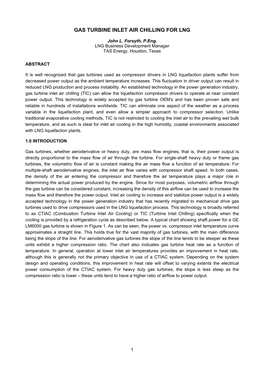 Gas Turbine Inlet Air Chilling for Lng