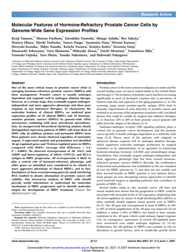 Molecular Features of Hormone-Refractory Prostate Cancer Cells by Genome-Wide Gene Expression Profiles