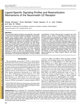 Ligand-Specific Signaling Profiles and Resensitization Mechanisms of the Neuromedin U2 Receptor