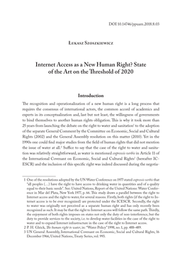 Internet Access As a New Human Right? State of the Art on the Threshold of 2020