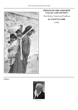 INDIANS of the YOSEMITE VALLEY and VICINITY by GALEN CLARK