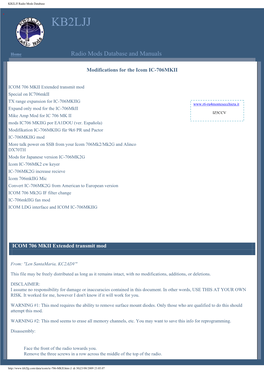 KB2LJJ Radio Mods Database