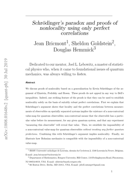 Schrödinger's Paradox and Proofs of Nonlocality Using Only Perfect