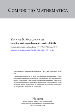 Notation Systems and Recursive Ordered Fields 1 By