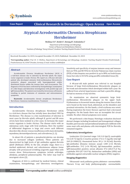 Atypical Acrodermatitis Chronica Atrophicans Herxheimer