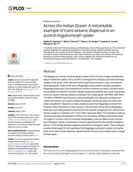 A Remarkable Example of Trans-Oceanic Dispersal in an Austral Mygalomorph Spider