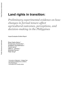 Land Rights in Transition