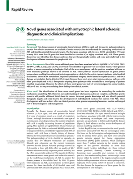 Novel Genes Associated with Amyotrophic Lateral Sclerosis: Diagnostic and Clinical Implications