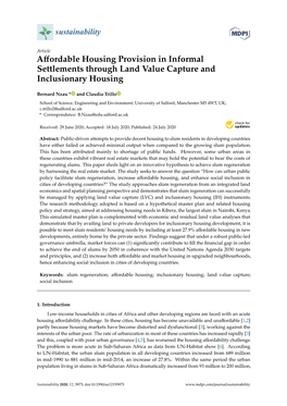 Affordable Housing Provision in Informal Settlements Through Land