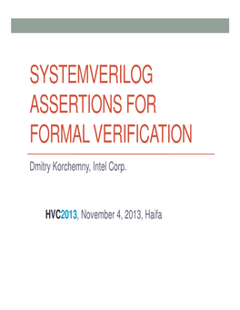 Systemverilog Assertions for Formal Verification