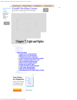 Light and Optics -- Build a Laser Communicator. Send Your Voice Over a Laser Beam