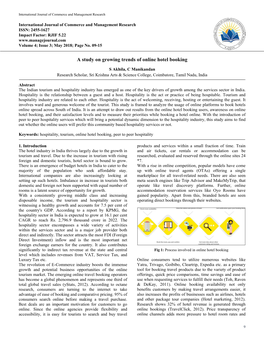 A Study on Growing Trends of Online Hotel Booking