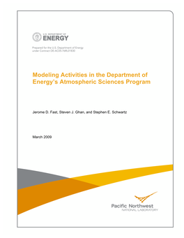 Modeling Activities in the Department of Energy’S Atmospheric Sciences Program