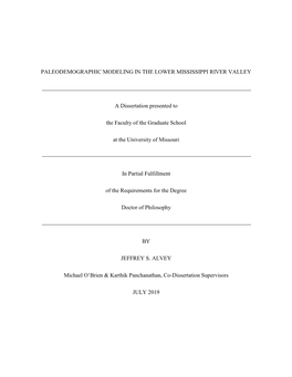 Paleodemographic Modeling in the Lower Mississippi River Valley