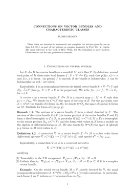 M Be a Vector Bundle on a Manifold M, with ﬁber V