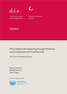 Policy Options for Improving Drought Resilience and Its Implication for Food Security
