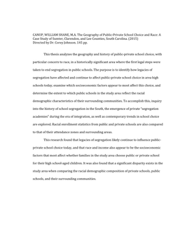 The Geography of Public-Private School Choice and Race: a Case Study of Sumter, Clarendon, and Lee Counties, South Carolina