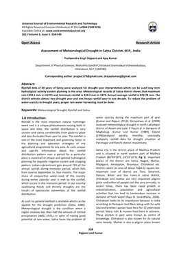 Assessment of Meteorological Drought in Satna District, M.P., India