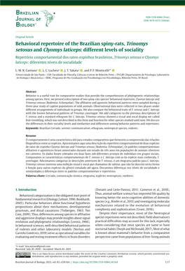 Behavioral Repertoire of the Brazilian Spiny-Rats, Trinomys