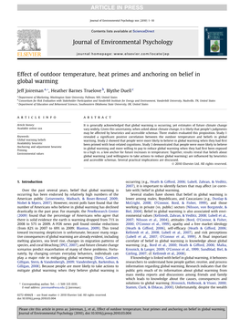 Effect of Outdoor Temperature, Heat Primes and Anchoring on Belief in Global Warming