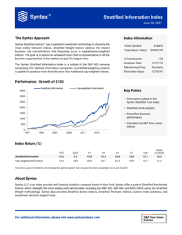 Syntax Stratified Information Index Is a Subset of the S&P 900 Universe Comprising FIS™-Defined Information Companies