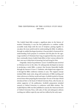 The Centennial of the SCOFIELD STUDY BIBLE 1909–2009