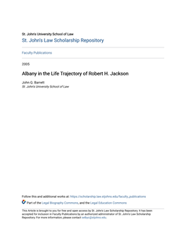 Albany in the Life Trajectory of Robert H. Jackson