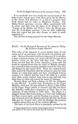 0U the Geological Structure of the Amazons Valley. by Professor JAMES OI~TON~