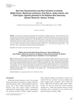 Nest Site Characteristics and Nest Densities of Ardieds