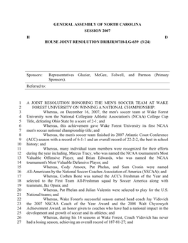 General Assembly of North Carolina Session 2007 H D House Joint Resolution Drhjr30718-Lg-639 (3/24)