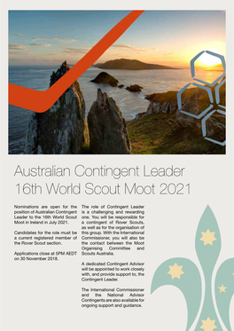 Australian Contingent Leader 16Th World Scout Moot 2021