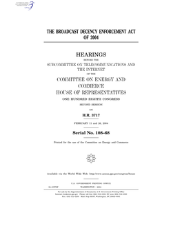The Broadcast Decency Enforcement Act of 2004