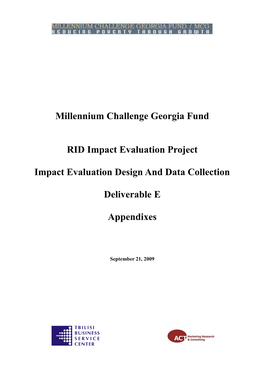 Millennium Challenge Georgia Fund RID Impact Evaluation Project